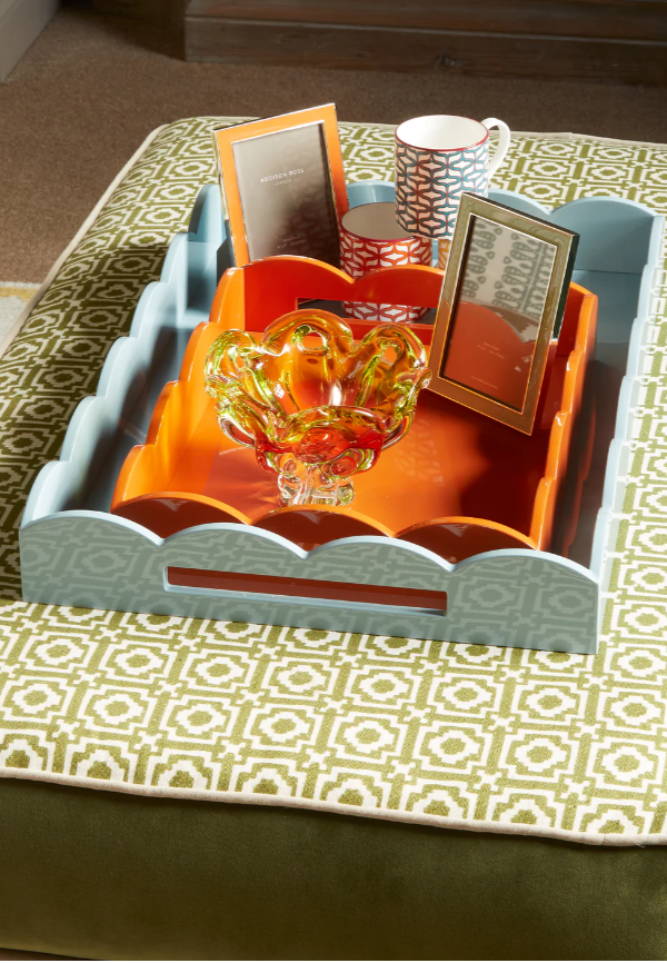 Made to Order Green 'Alotablot' Fabric Ottoman | Kelling Home