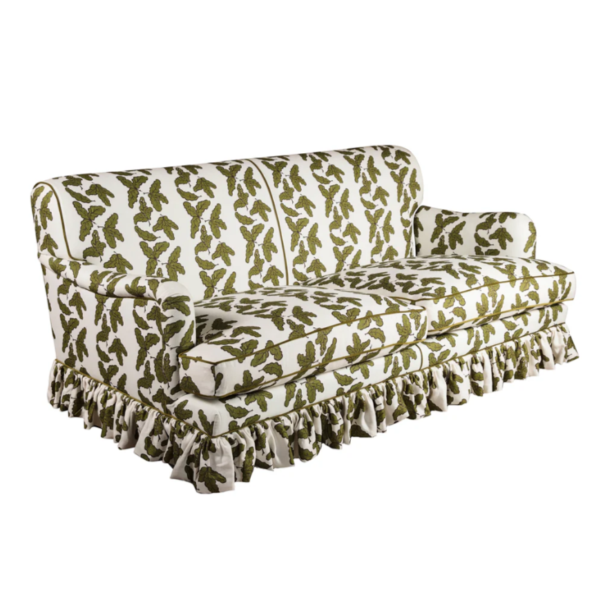 Green Oak Leaf Patterned Two Seater Samphire Sofa | Kelling Home