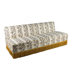 Oak Patterned Two Seater Priory Sofa with Bullion Fringe | Kelling Home