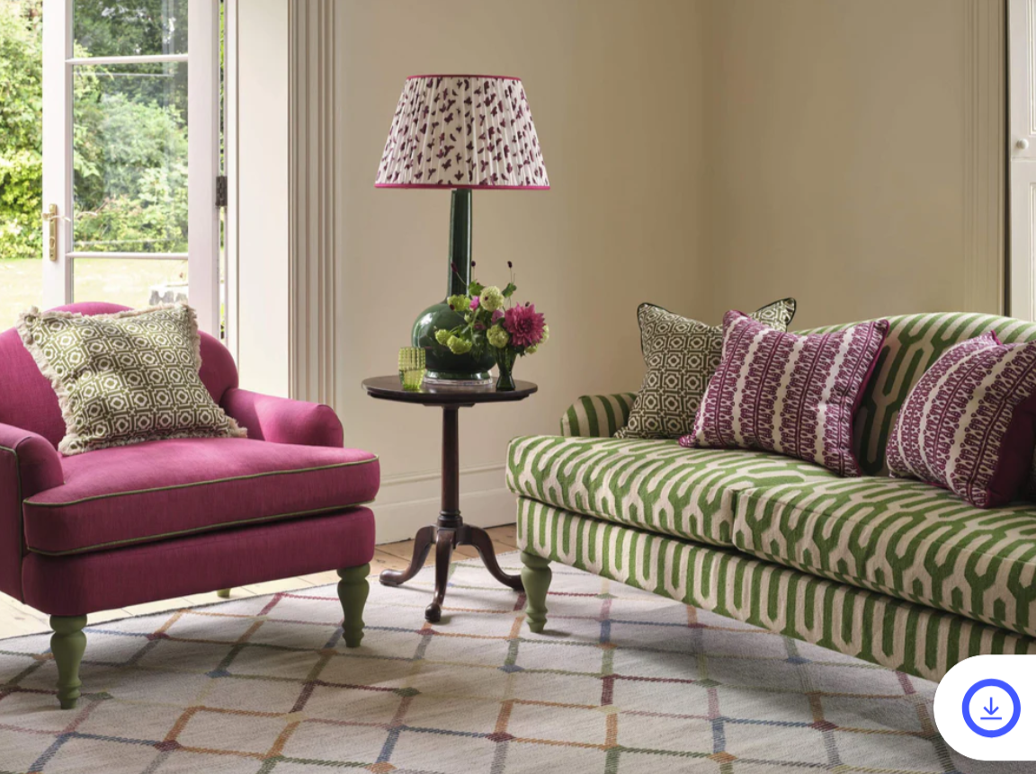 Green & Ivy Patterned Two Seater Abbey Sofa |Kelling Home