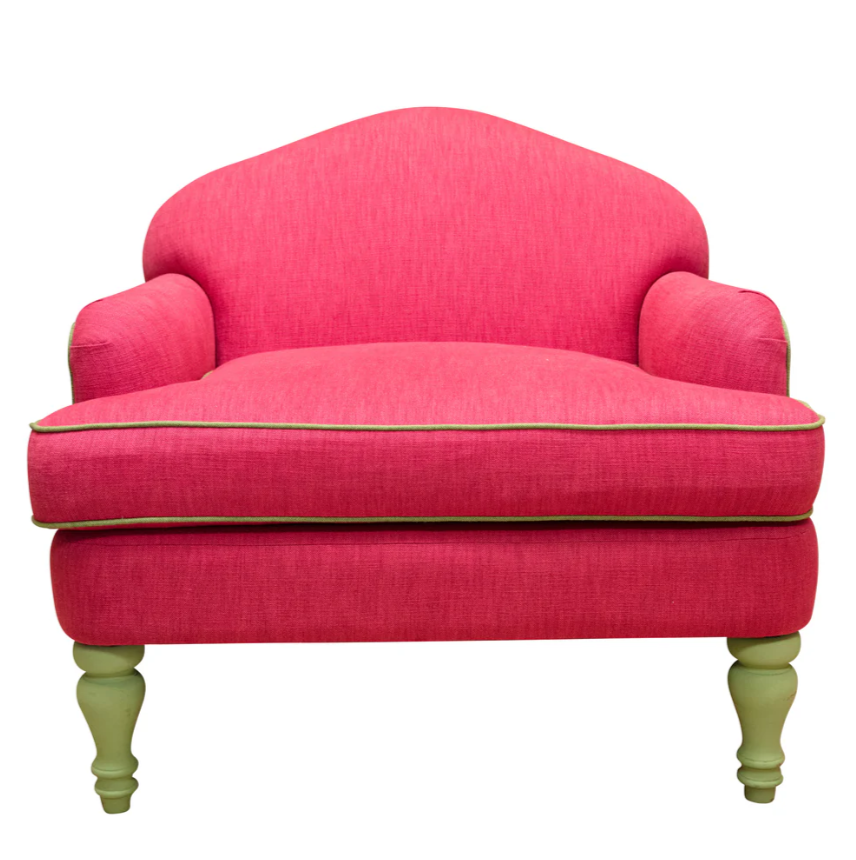 Pink With Green Piping Camel Back Armchair | Kelling Home  