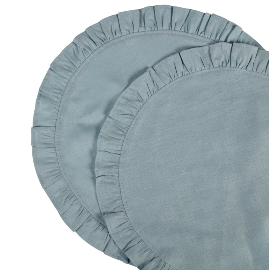 Ruffle Placemat in Sky Blue- Set of 2  | Kelling Home