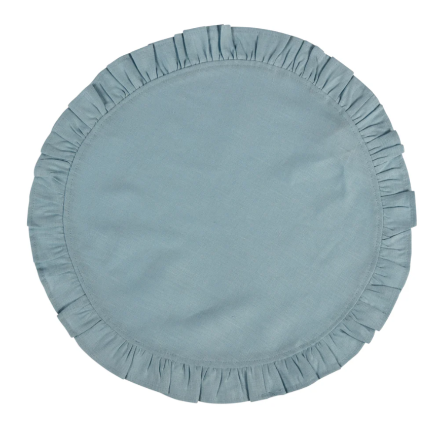 Ruffle Placemat in Sky Blue- Set of 2  | Kelling Home