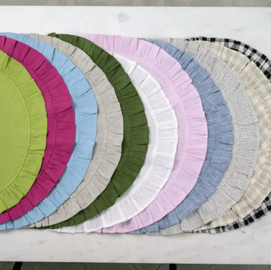 Ruffle Round Placemat in Natural- Set of 2  | Kelling Home