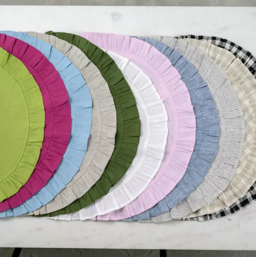 Ruffle Placemat in Dark Green- Set of 2 | Kelling Home