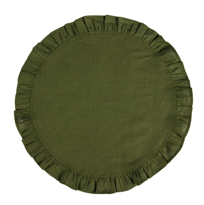 Ruffle Placemat in Dark Green- Set of 2 | Kelling Home