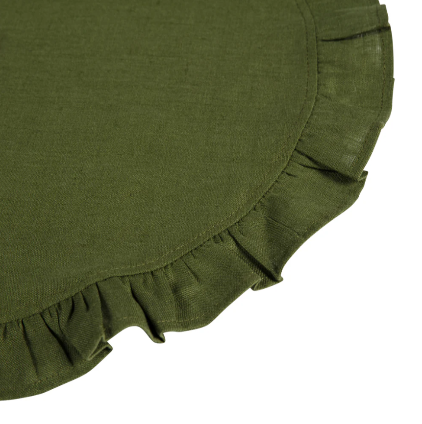 Ruffle Placemat in Dark Green- Set of 2 | Kelling Home