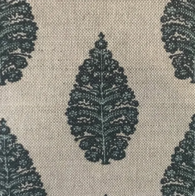 Laibik Small Print Storm Blue & Natural Linen Fabric | Julia Brendel