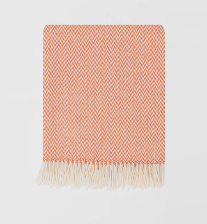Orange Herringbone Throw | Merino Wool | Isle Mill | Balintyre Clementine