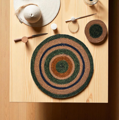 Set of 4 Seagrass Coasters | Olive & Old Rose | British Colour Standard