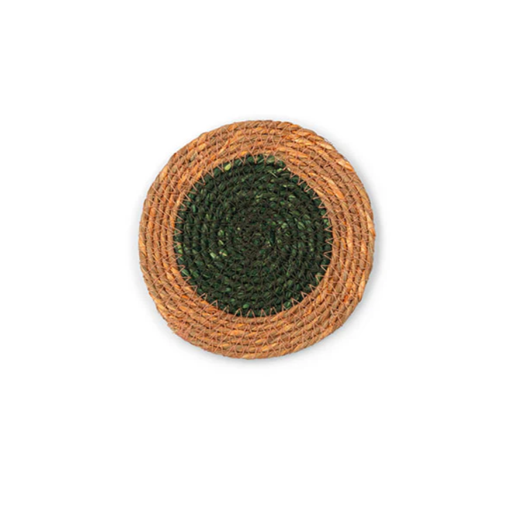 Set of 4 Seagrass Coasters | Olive & Old Rose | British Colour Standard