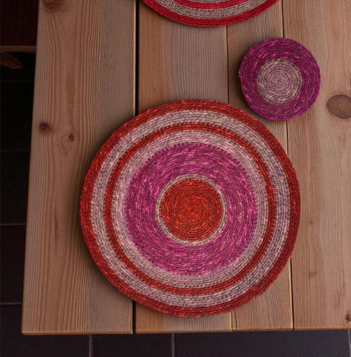 Set of 4 Seagrass Coasters | Guardsman Red  & Venetian Pink | British Colour Standard
