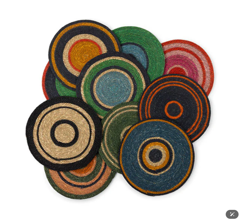 Set of 4 Seagrass Placemats | Black & Natural |  British Colour Standard