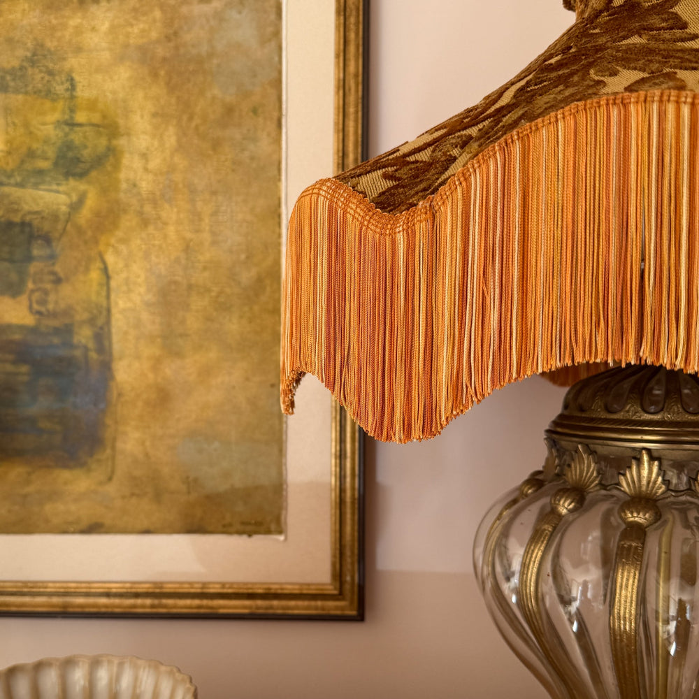 Daisy Floral Fringed Velvet Lampshade | Ochre | Tinker & Tallulah