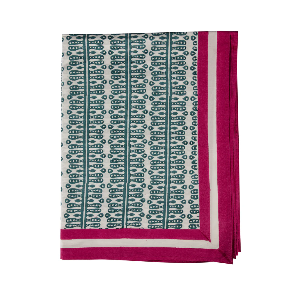 Kelling Home Teal Hearts & Minds Tablecloth- Napkins Incuded