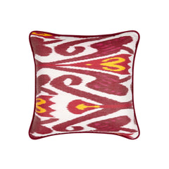 Luxury Square Silk Burgundy & Magenta Ikat Cushion