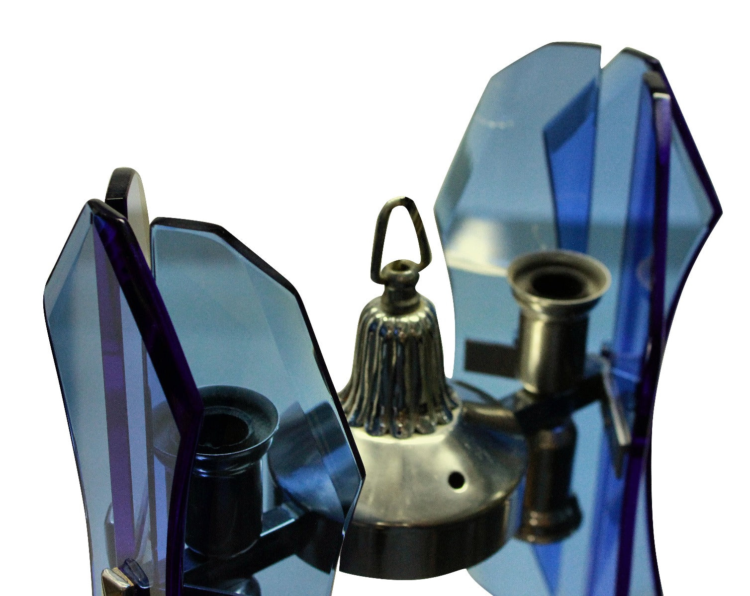 Small Veca Mid-Century Pendant Light in Striking Blue Glass