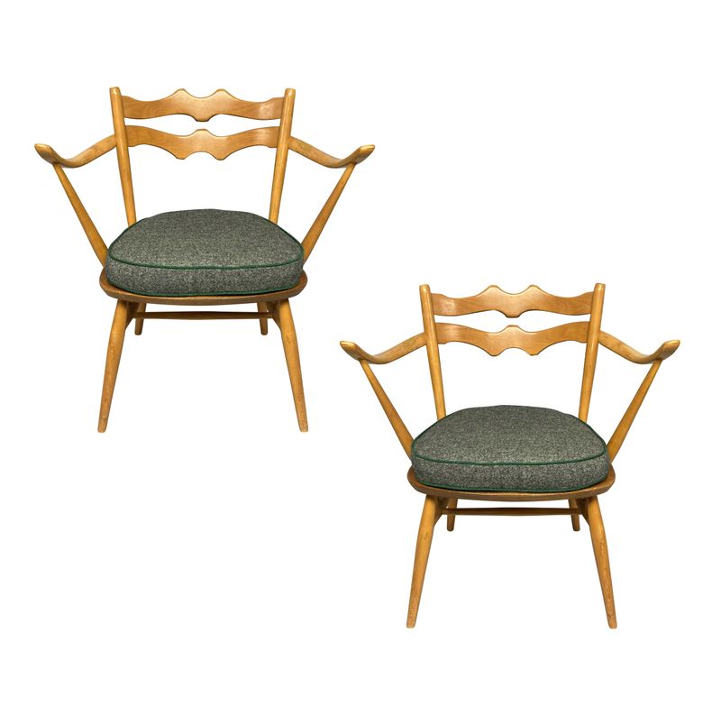 Pair of English Ercol Mid-Century Armchairs 