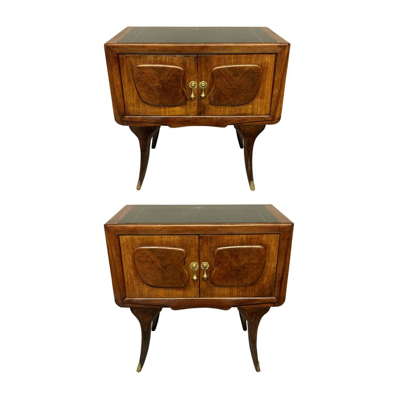 Pair of Italian Mid-Century Night Stands | Art Deco Bedside Tables