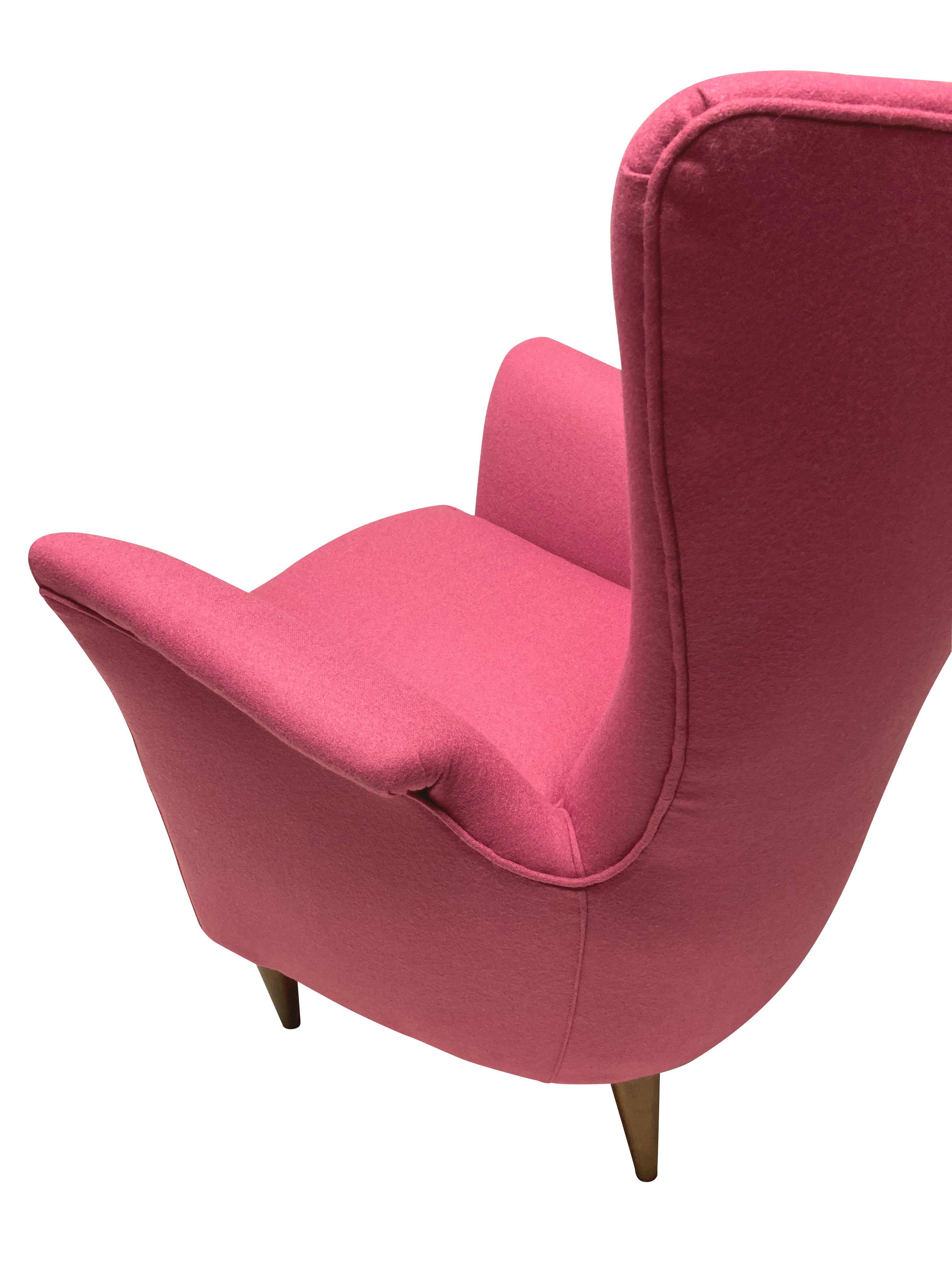 Pair of Pink Italian Mid-Century Armchairs by Melachiore Bega 