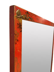 Pair of English Scarlet Japanned Mirrors 