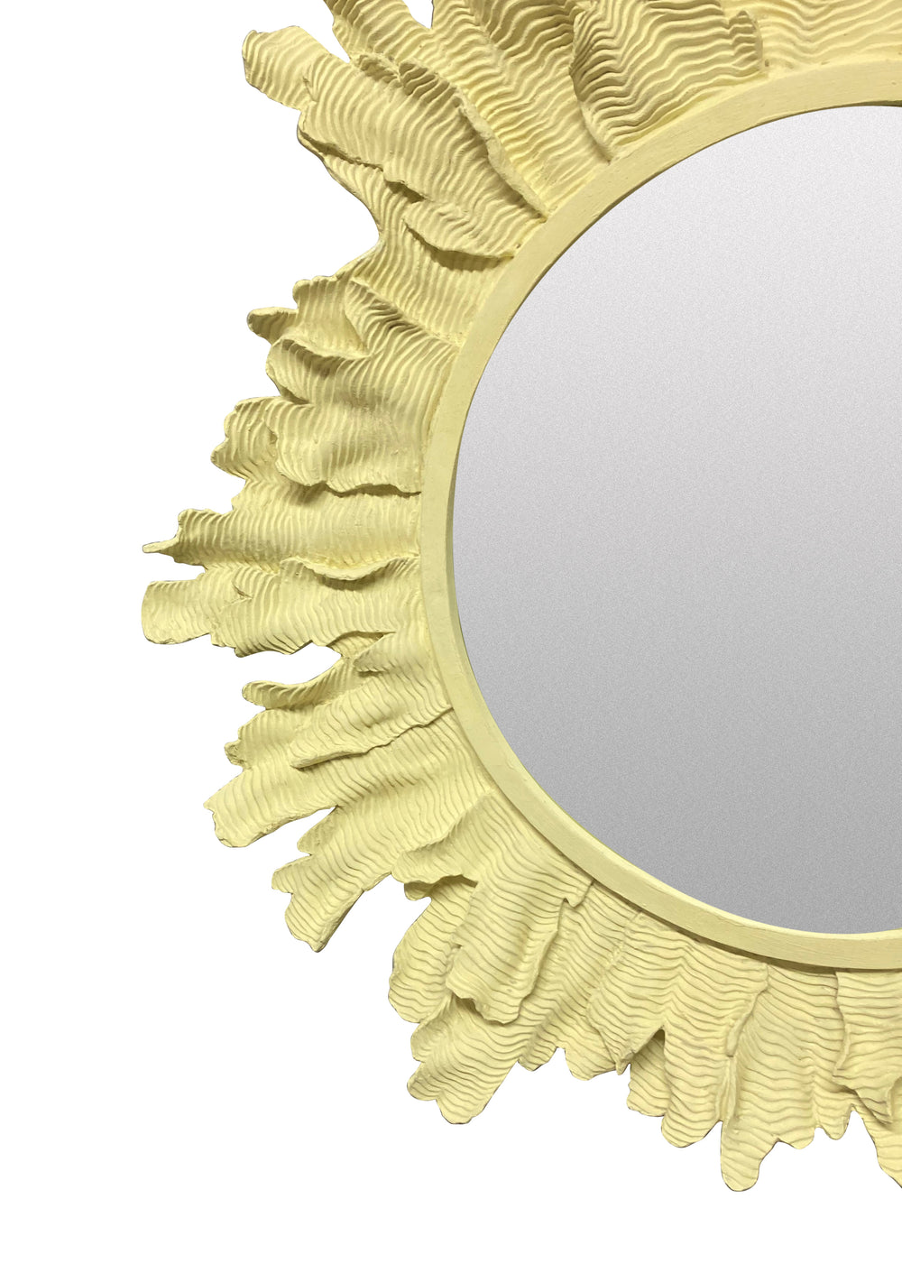 French 1970s Sunburst Mirror in Yellow Fibreglass