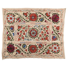 Large Warm Red and Sky Blue Suzani- Kelling Home