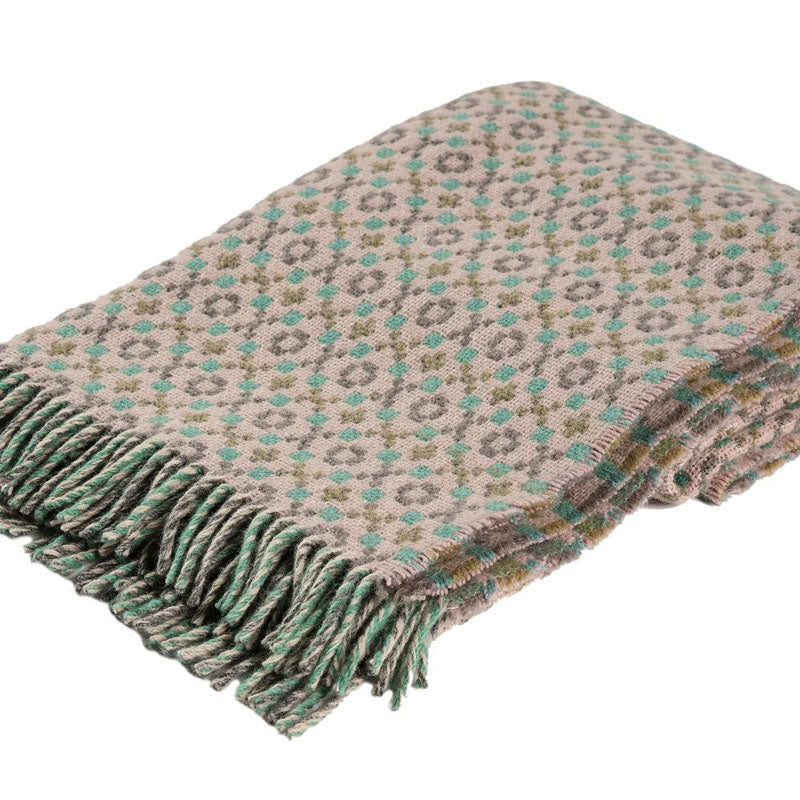Kelling Home, Beige, Grey & Green Patterned Wool Blanket