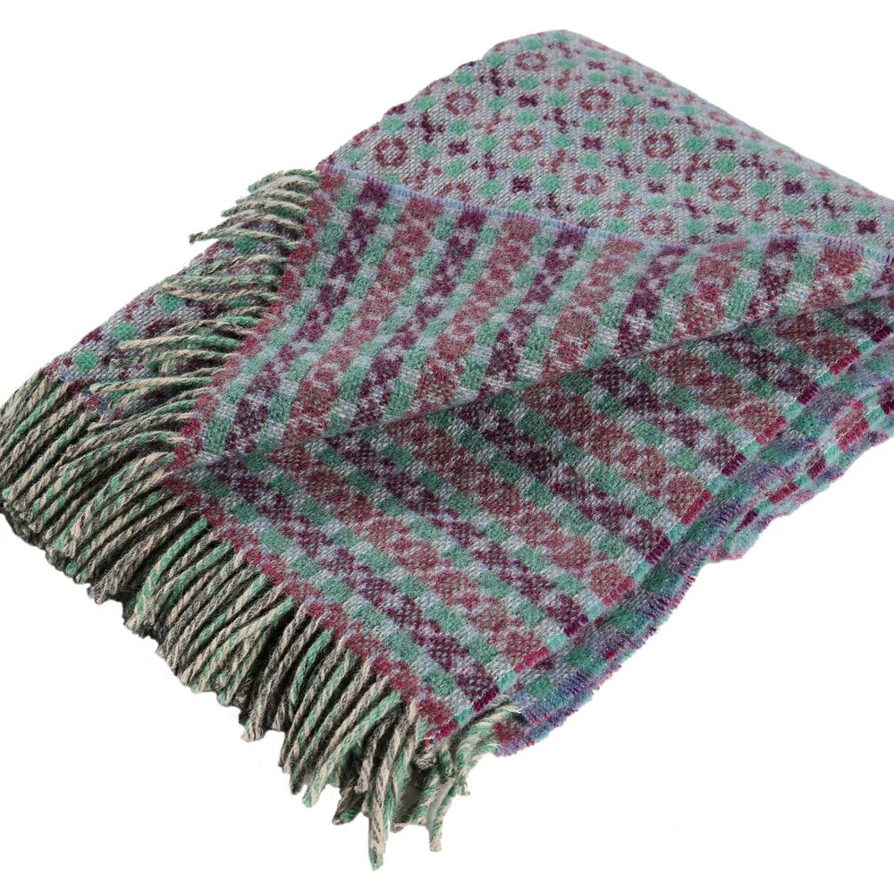 Kelling Home, Purple & Turquoise Patterned Wool Blanket