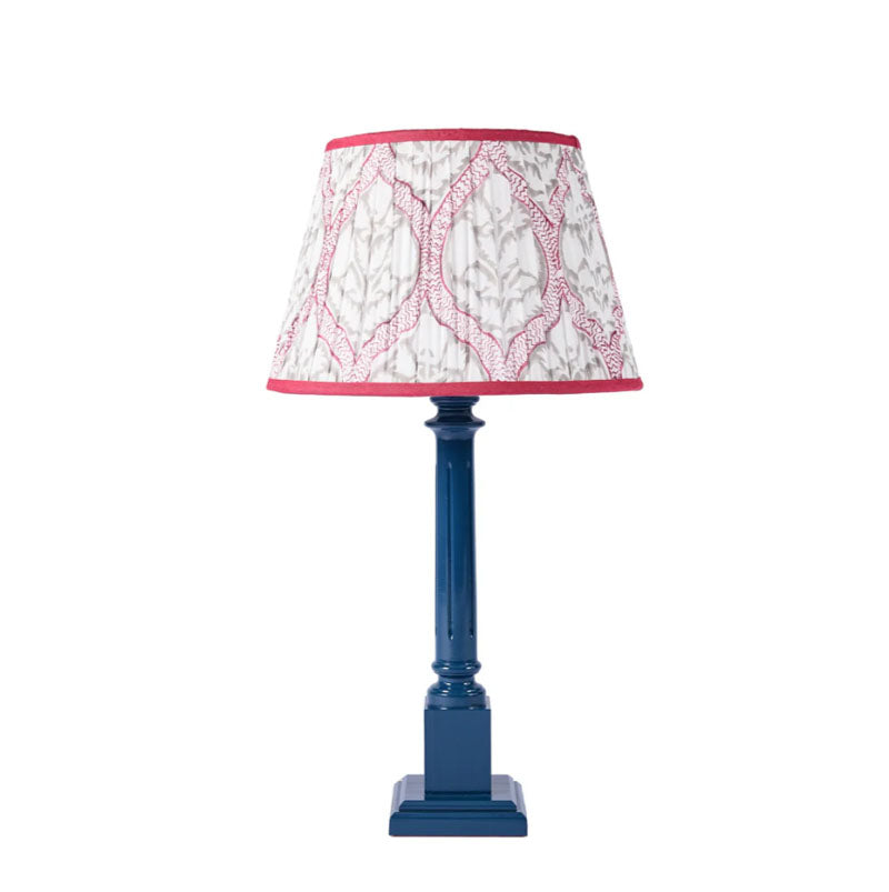 Wooden Column Lamp Base Wth High Gloss Lacquer Finish In Cornflower Blue