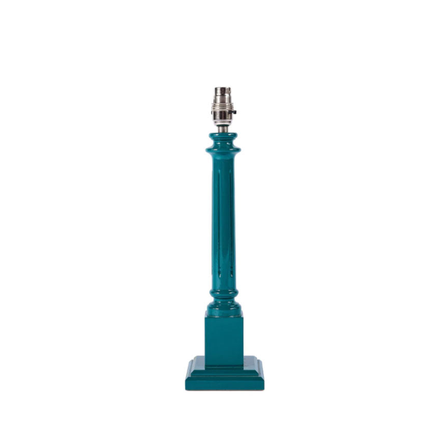 Wooden Column Lamp Base Wth High Gloss Lacquer Finish in Teal | Kelling Home