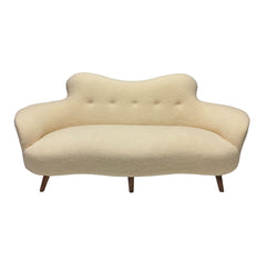 Italian Sculptural Sofa in Faux Lambswool, c.1950–60