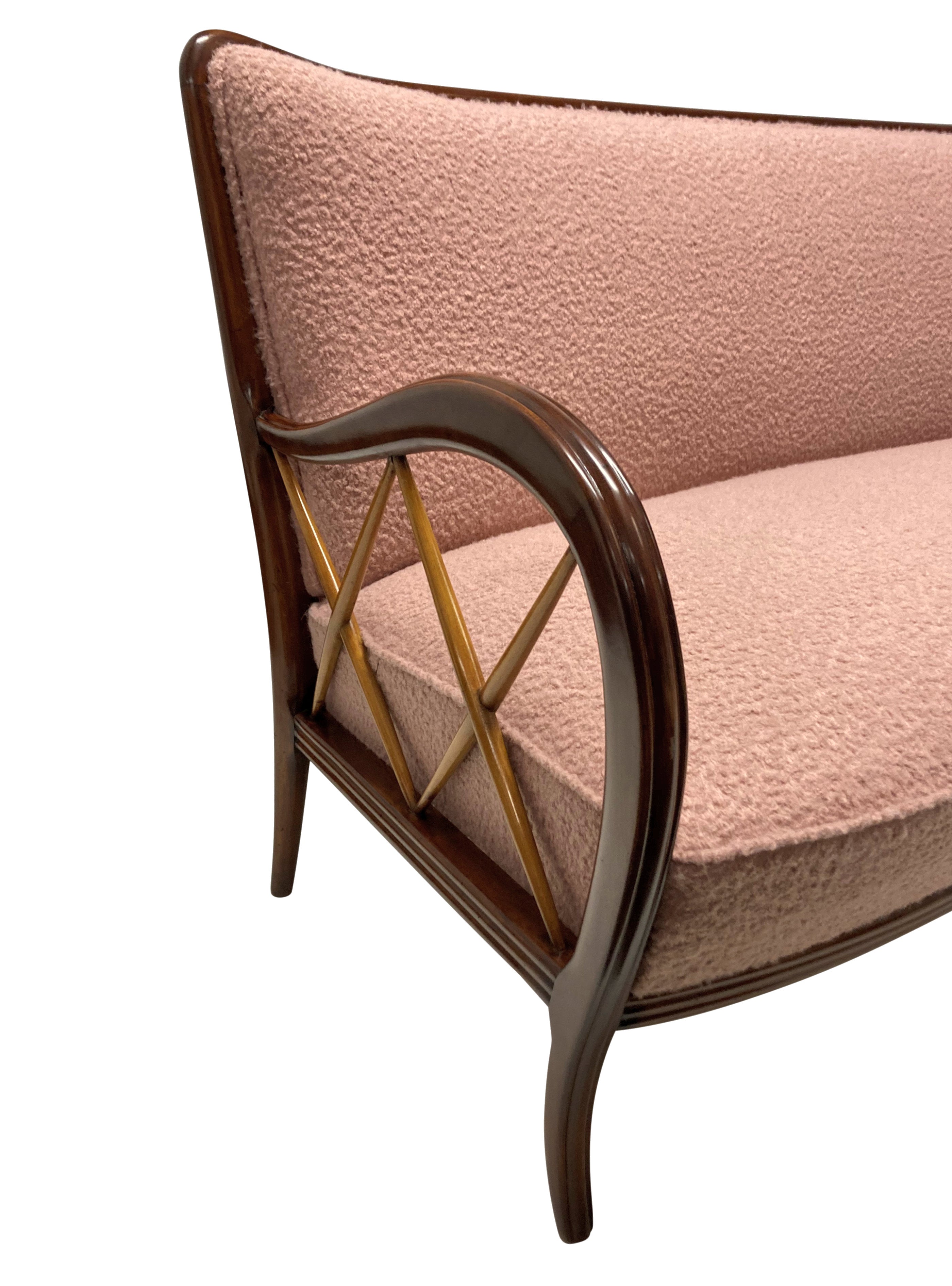 Three Seat Sofa in Pink by Paolo Buffa 