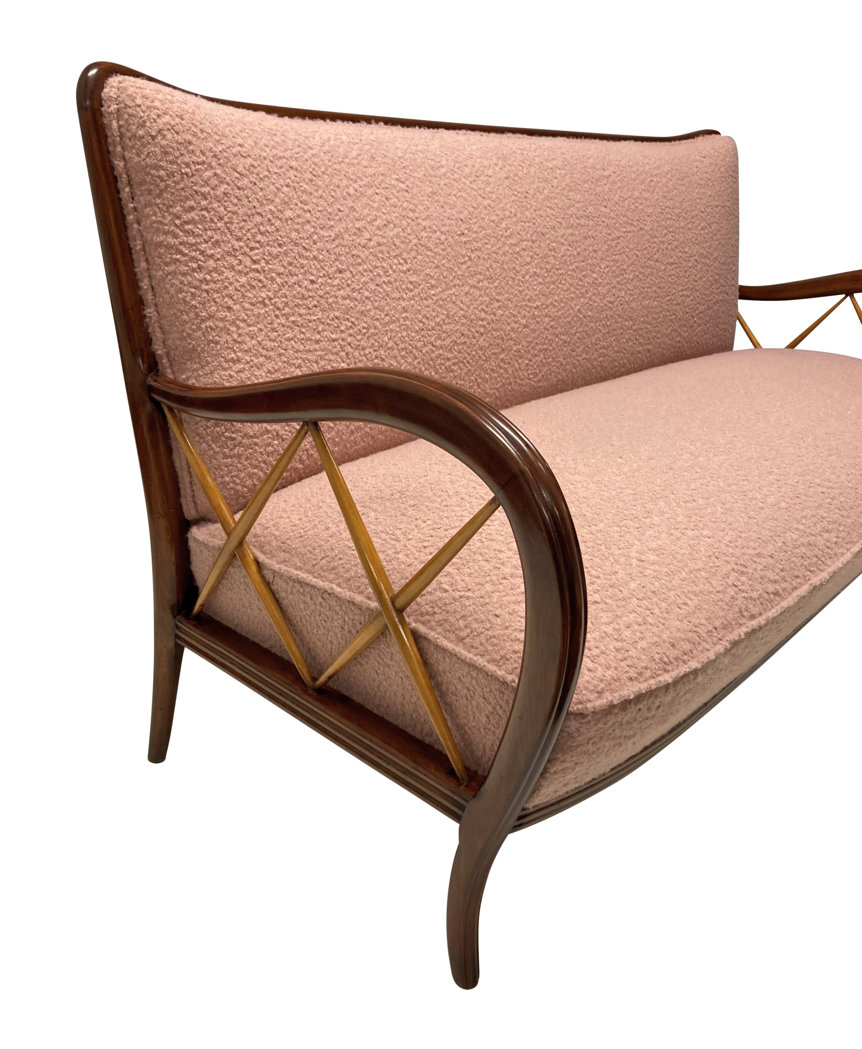 Three Seat Sofa in Pink by Paolo Buffa 