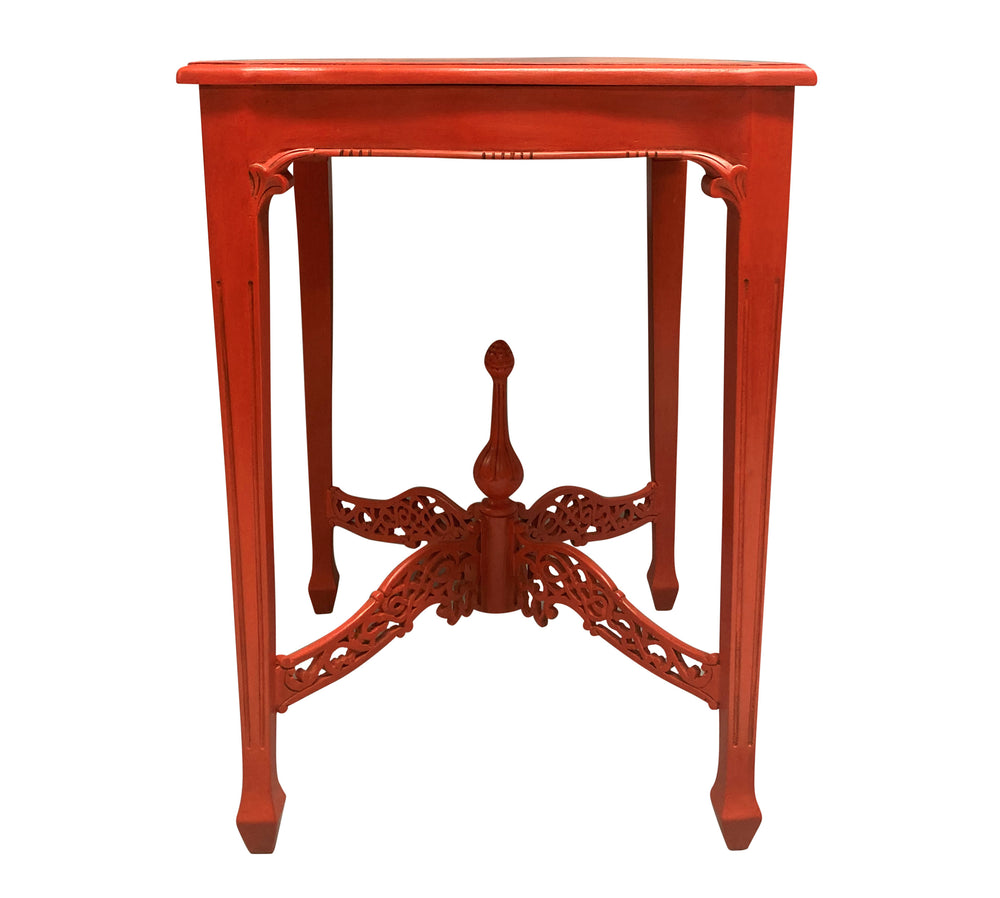 Pair of 1930's Scarlet Chippendale Style Side Tables 