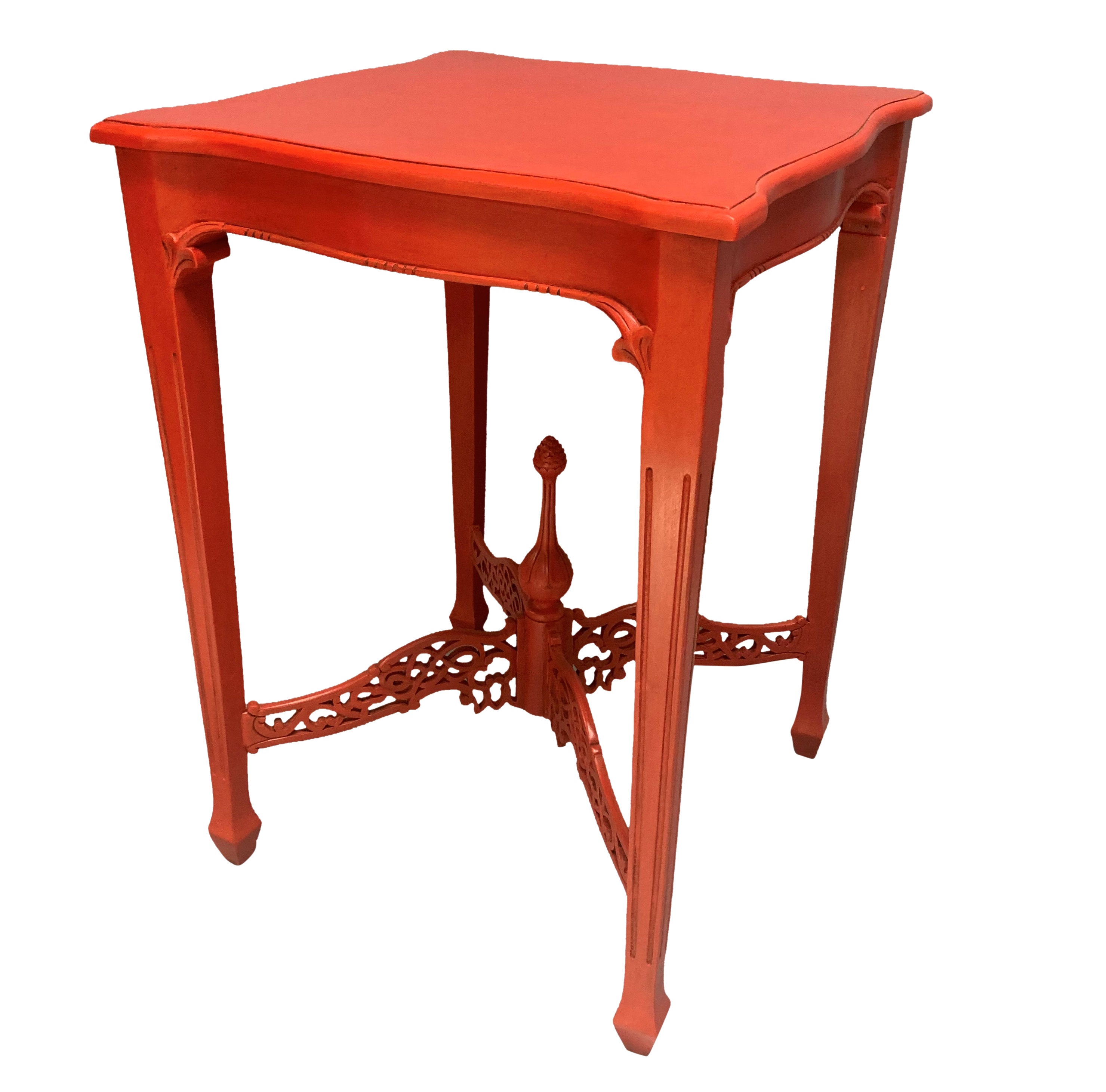 Pair of 1930's Scarlet Chippendale Style Side Tables 