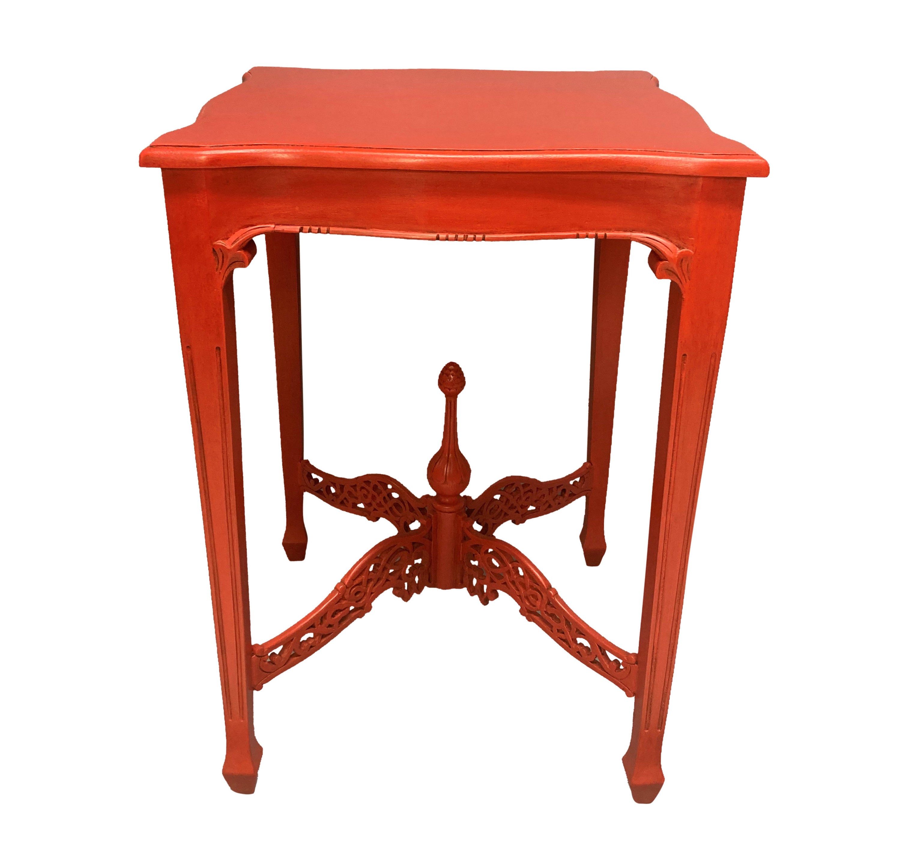 Pair of 1930's Scarlet Chippendale Style Side Tables 