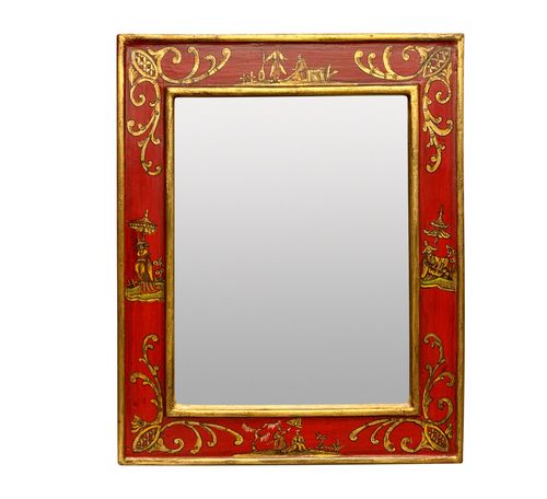 Striking Red Japanned Mirror 