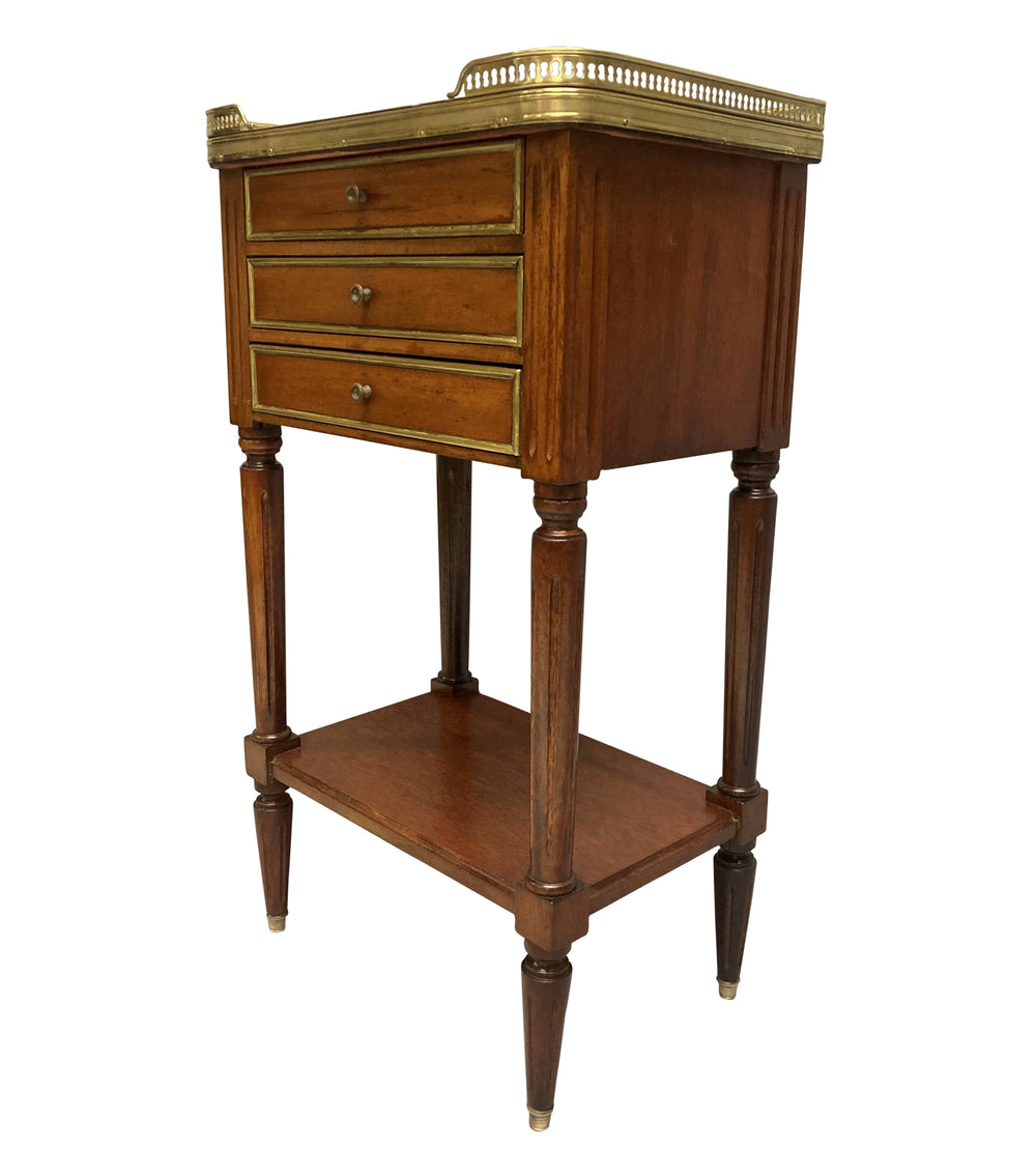 A Pair Of Mahogany & Marble Top Louis XVI Style Night Stands | Antique Bedside Tables