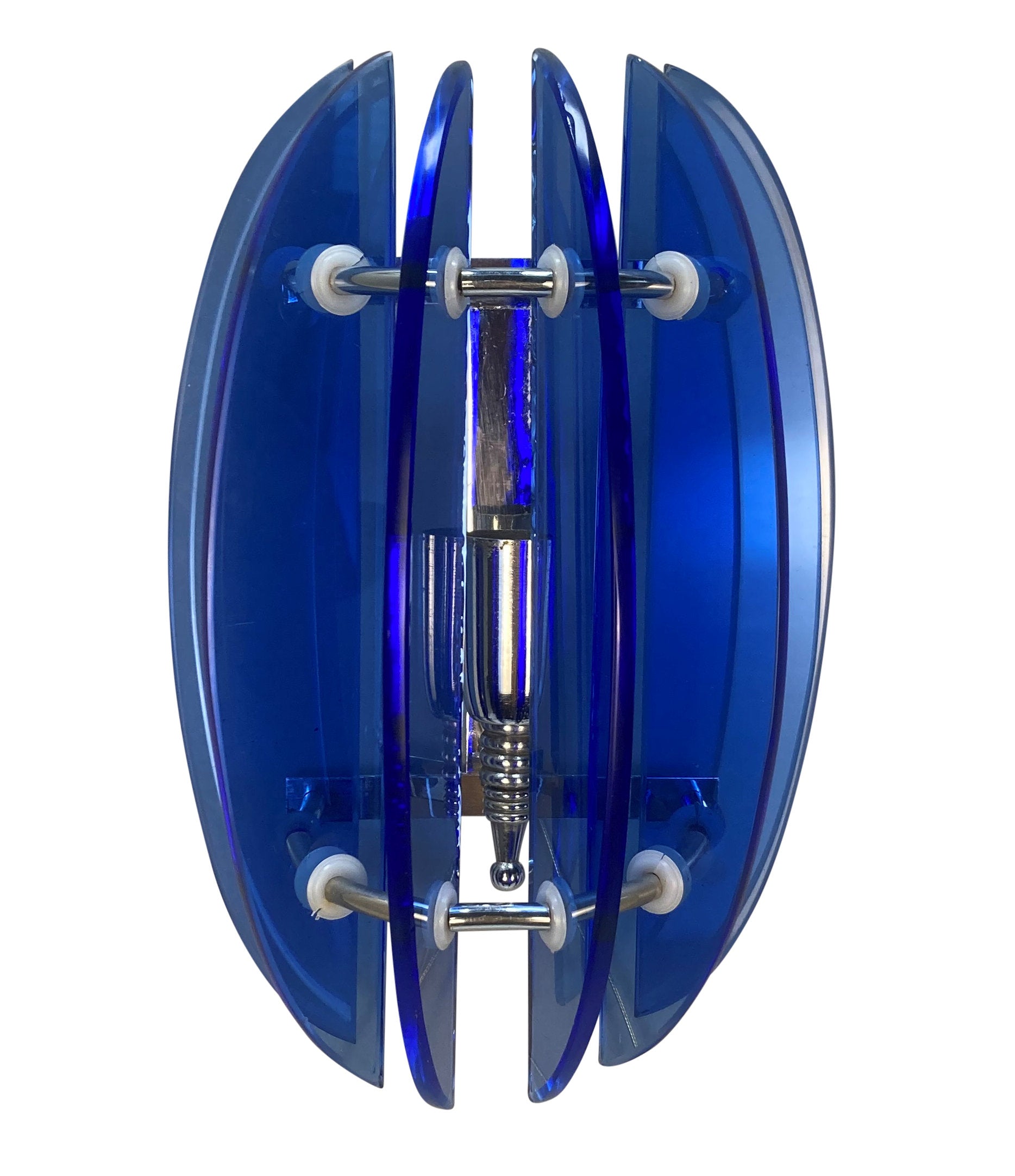 Pair of Veca Italian Blue Glass Wall Lights, 1960s