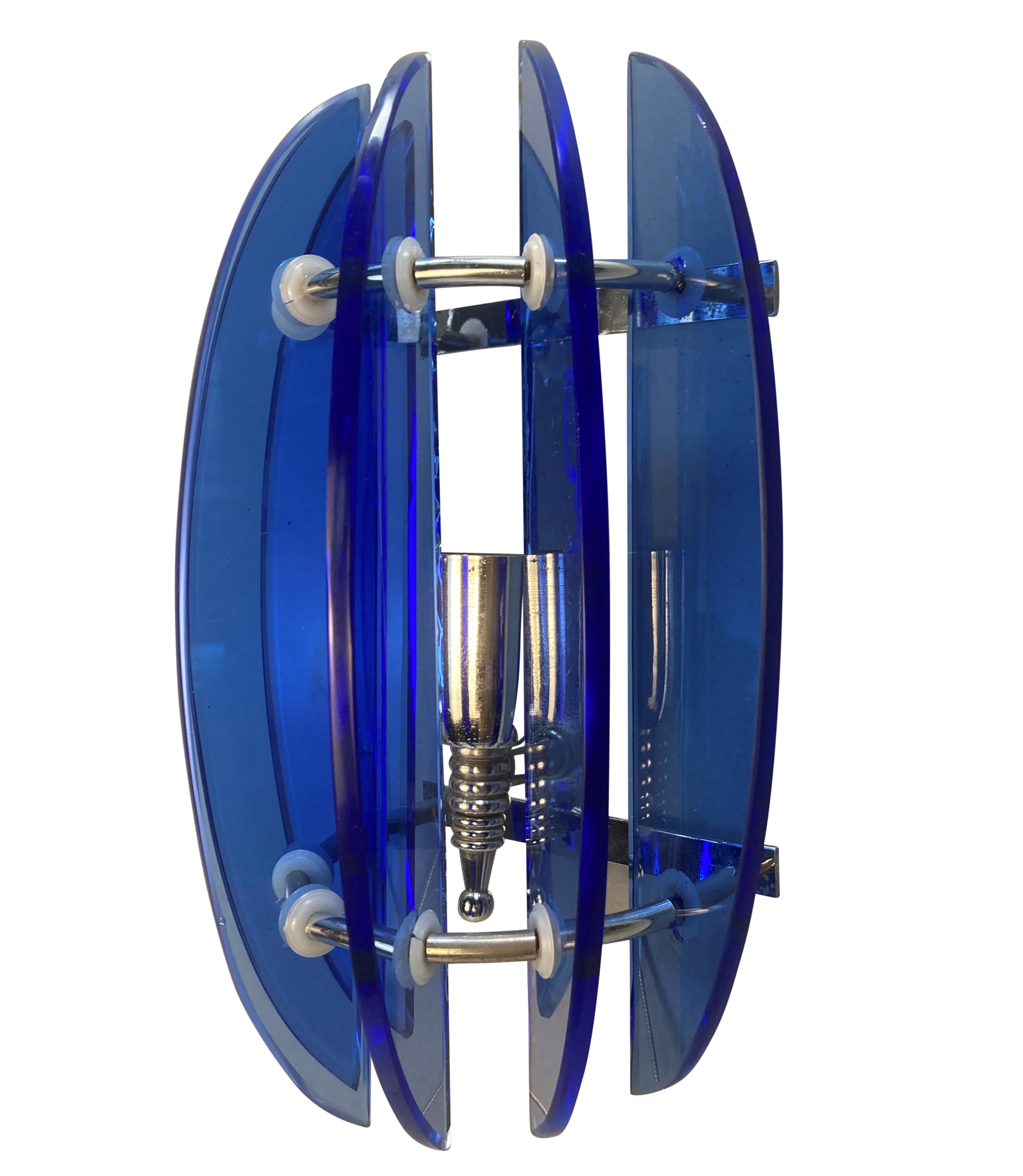Pair of Veca Italian Blue Glass Wall Lights, 1960s