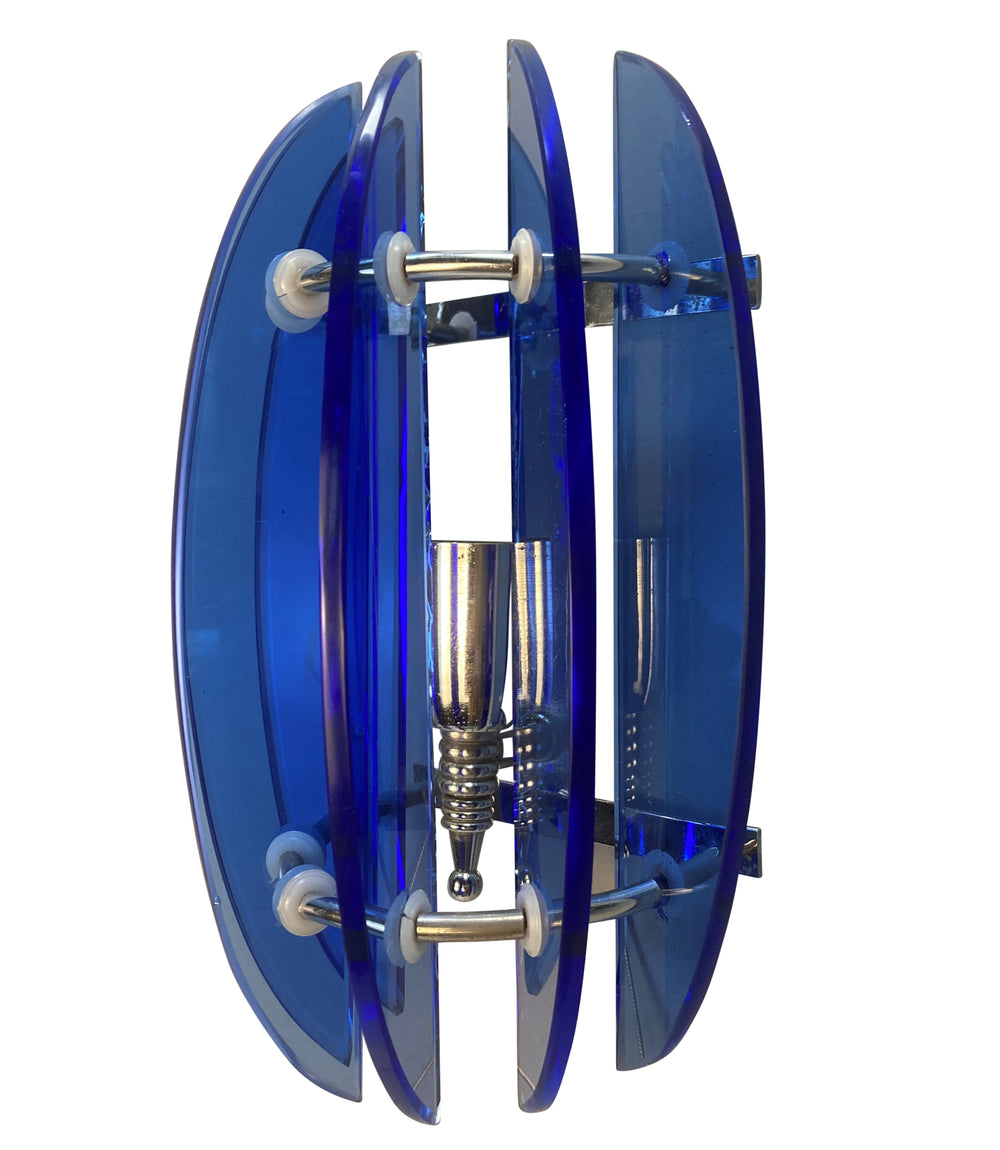 Pair of Veca Italian Blue Glass Wall Lights, 1960s