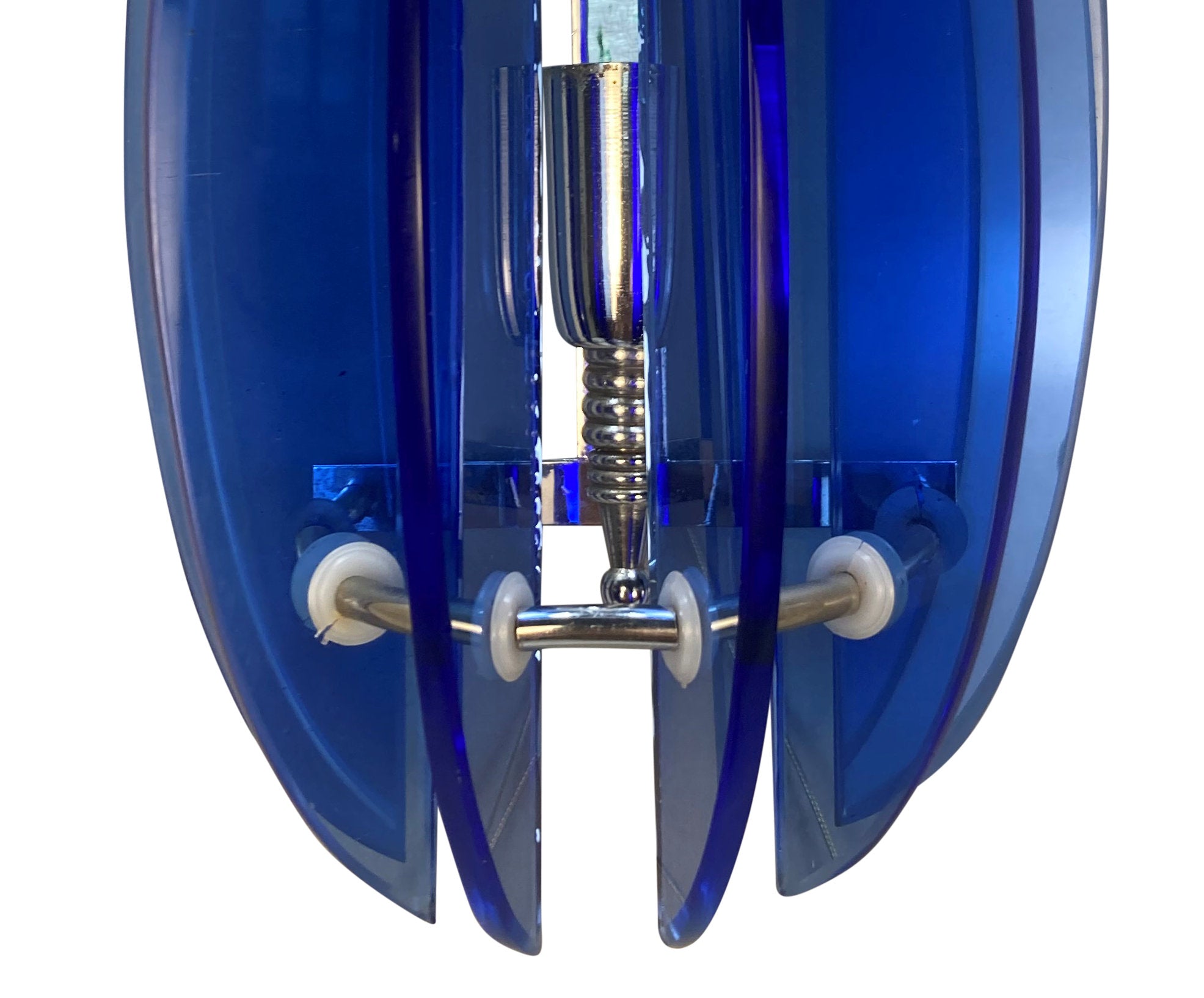 Pair of Veca Italian Blue Glass Wall Lights, 1960s