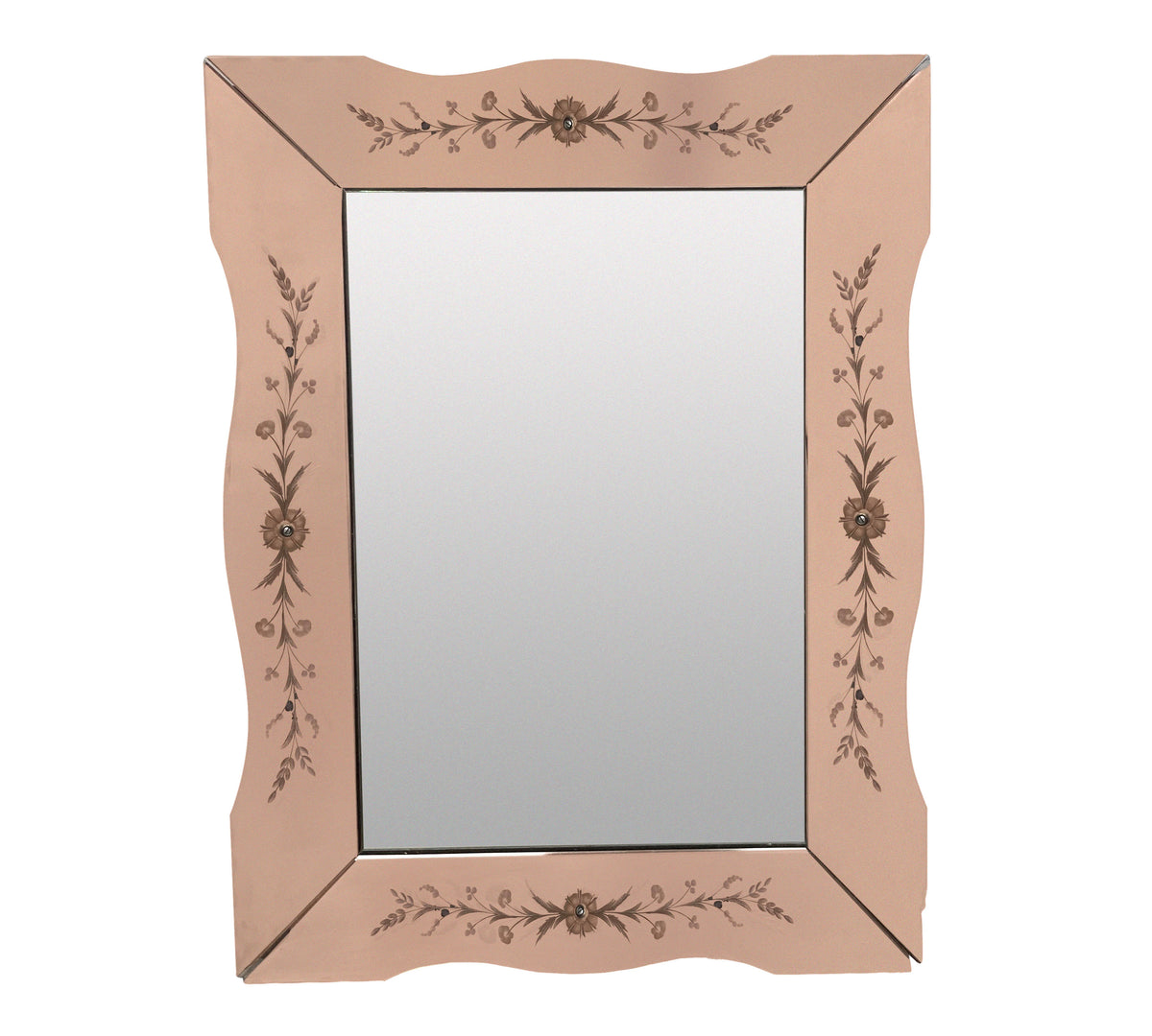 French Mid-Century Mirror with Rose Border 