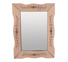 French Mid-Century Mirror with Rose Border 