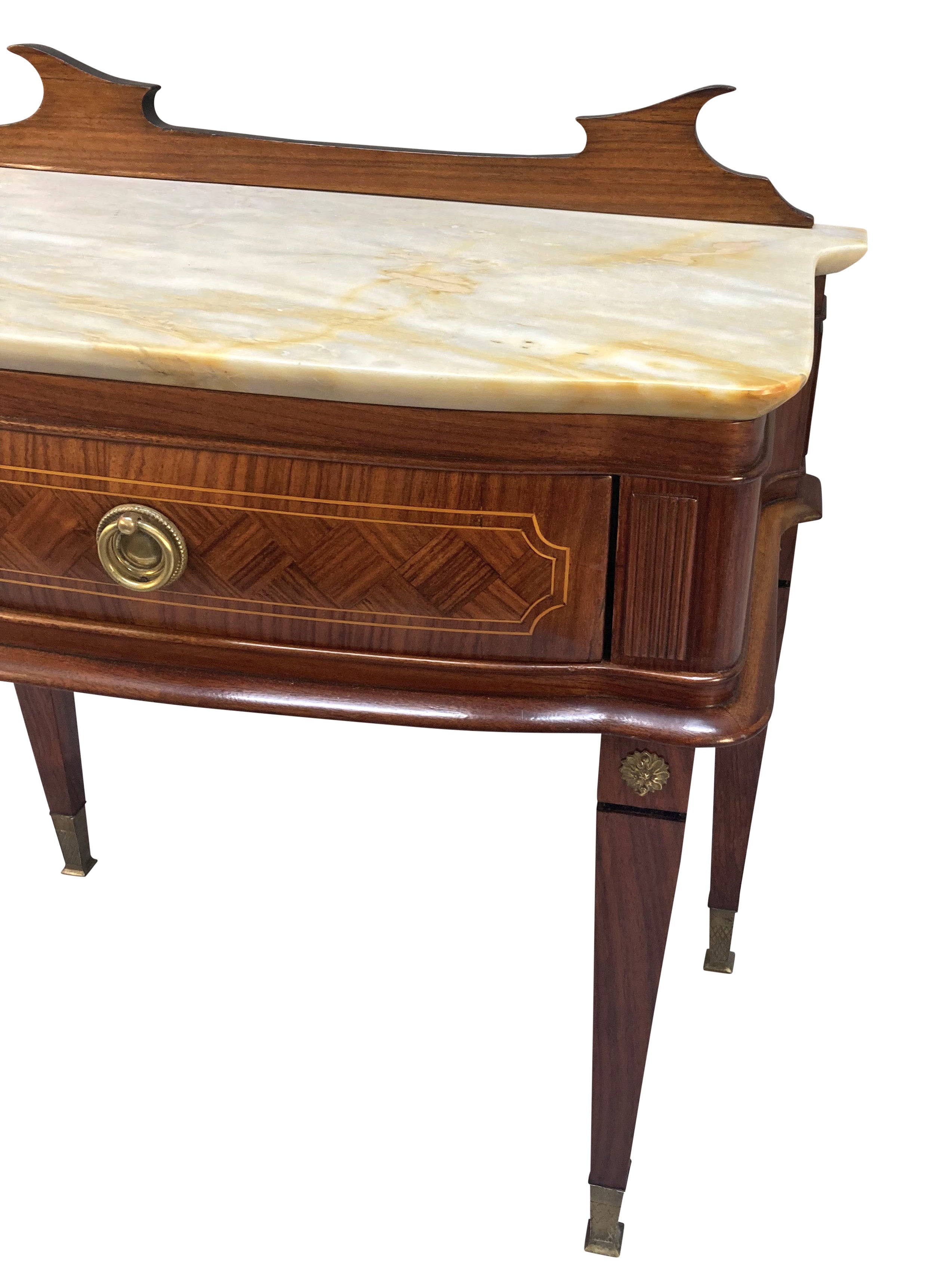 Pair of Paolo Buffa Night Stands with Marble Tops 