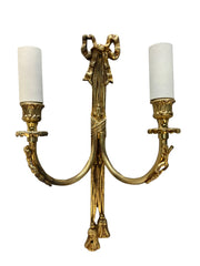 Six Twin Mid-Century Wall Lights with Tassells & Bows 