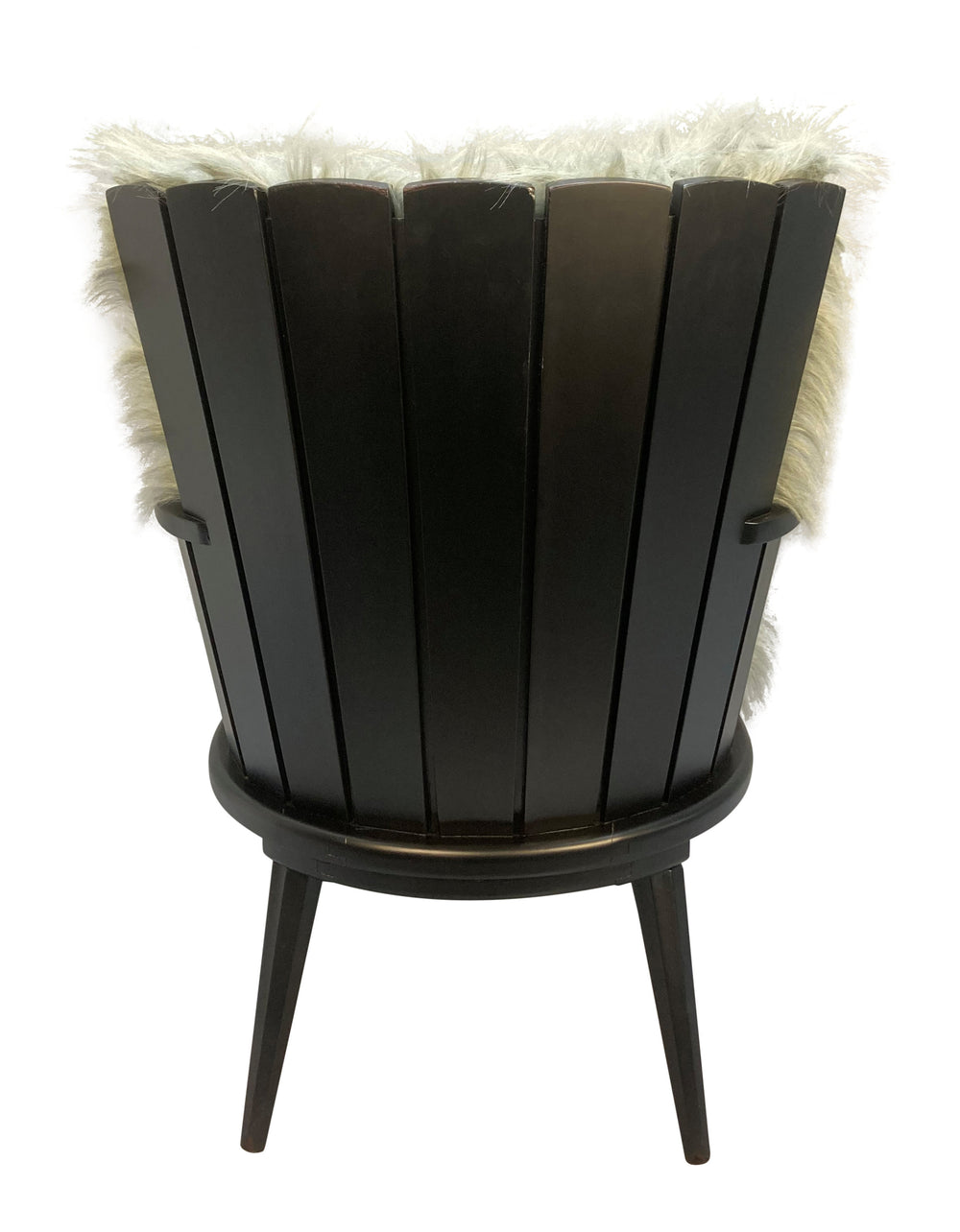 Pair of French Mid-Century Black Laquered Fluffy Armchairs 