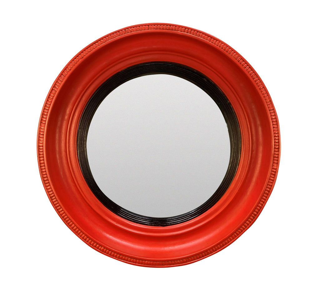 Red Lacquered Thomas Fentham Convex Mirror 