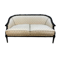 French Art Deco Faux Bamboo Sofa in Black Lacquer, 1930s